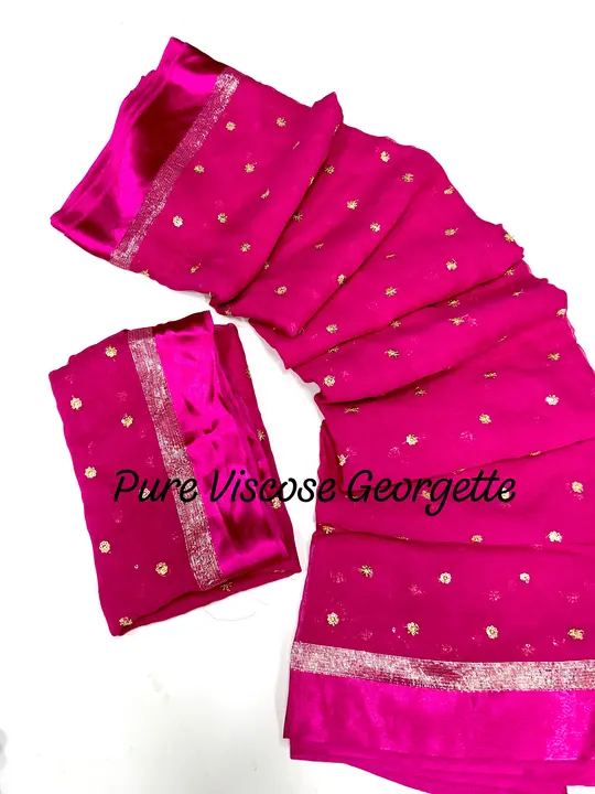 Pure viscose Georgette with satin border with sequence  uploaded by Suyukti Creation on 1/9/2024