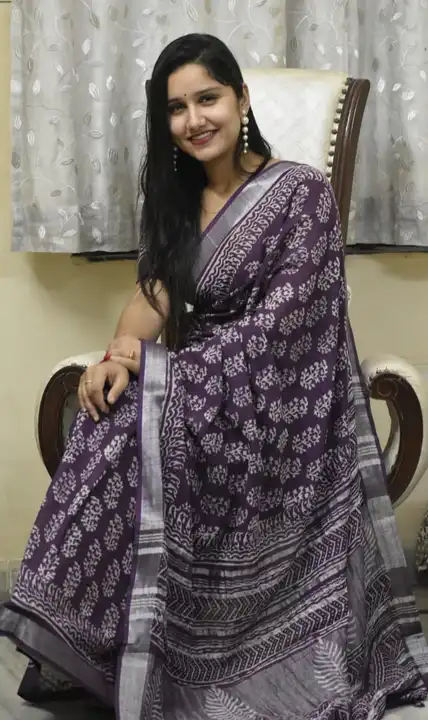 Linen saree  uploaded by The print house  on 1/9/2024