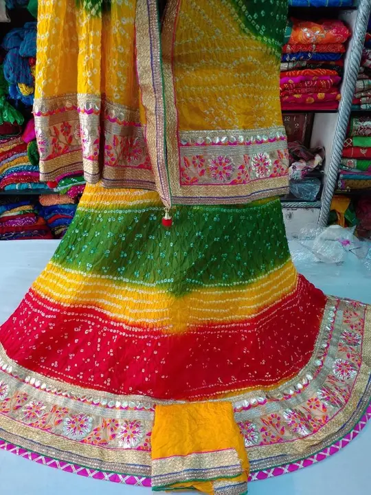 🥰 *Full stitched lahnga* 😍

Bandhej silk full stitched lahnga  with heavy gotta Patti border with  uploaded by business on 1/9/2024