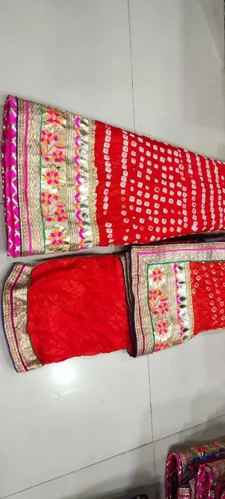 🥰 *Full stitched lahnga* 😍

Bandhej silk full stitched lahnga  with heavy gotta Patti border with  uploaded by Gotapatti manufacturer on 1/9/2024