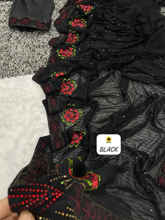 NEW LAUNCHING
Dn.0060021037
*SUNFLOWER🌻🌻🌻❤️*

*MAGIC BLOOMING GEORGETTE  BLACK SEQUENCE SAREE WIT uploaded by business on 1/10/2024