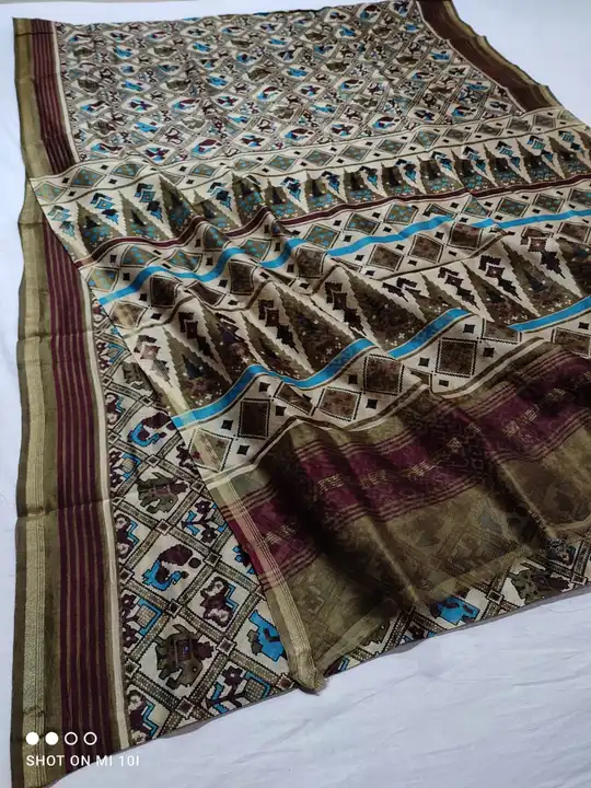 Handloom chanderi Ajrakh Hand Block printed cotton silk saree with blouse  uploaded by Thocoss on 1/10/2024
