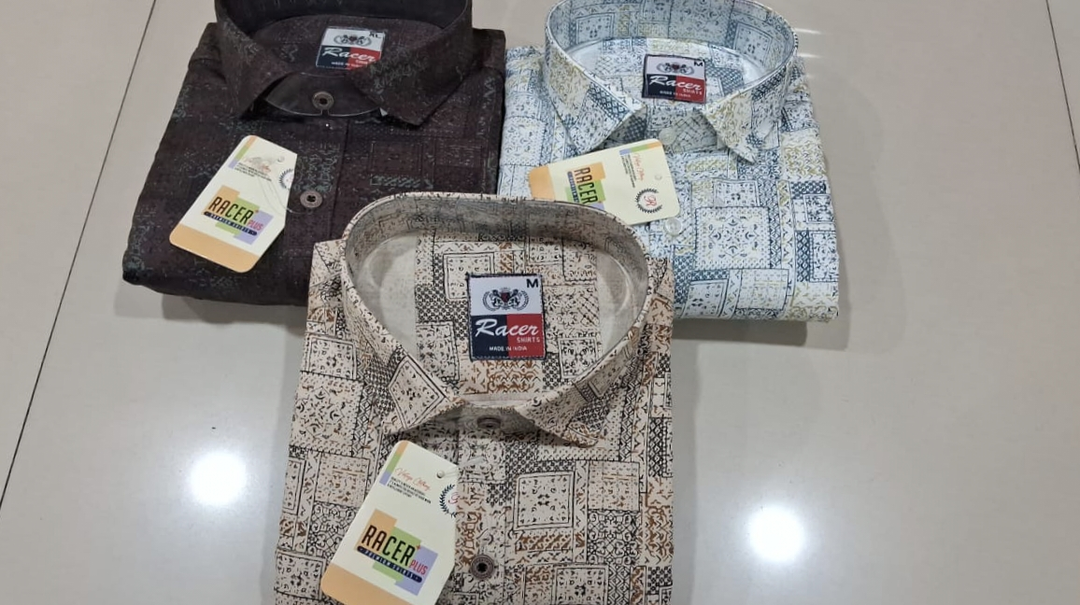 🏁🏁RACER PLUS🏁🏁(SUB BRAND OF 1KKA) EXCLUSIVE COTTON PRINTED BOX PACK SHIRTS FOR MEN uploaded by Kushal Jeans, Indore on 1/10/2024