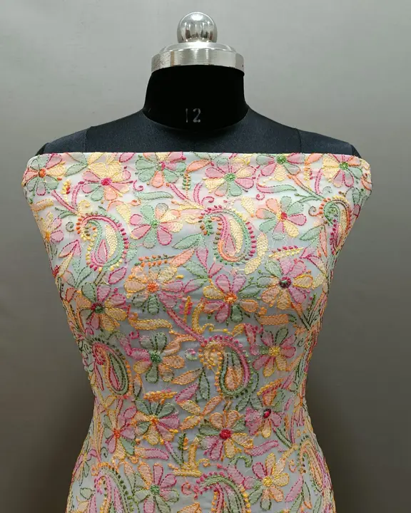 Kurti material 
Fabric- georgette 
Length- 3 meter 
Resam Malti  work 
Kurti full sleeves.  uploaded by business on 1/10/2024