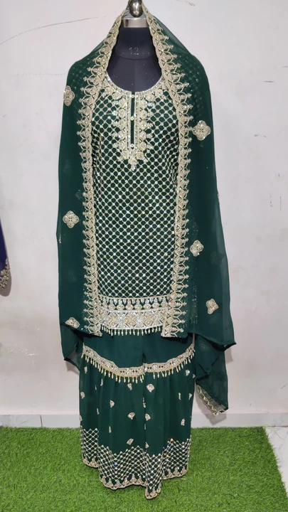 BLOOMING HEAVY WORK TOP WITH FULL ZARKAN WITH GHARARA  uploaded by Humera fashion on 1/10/2024