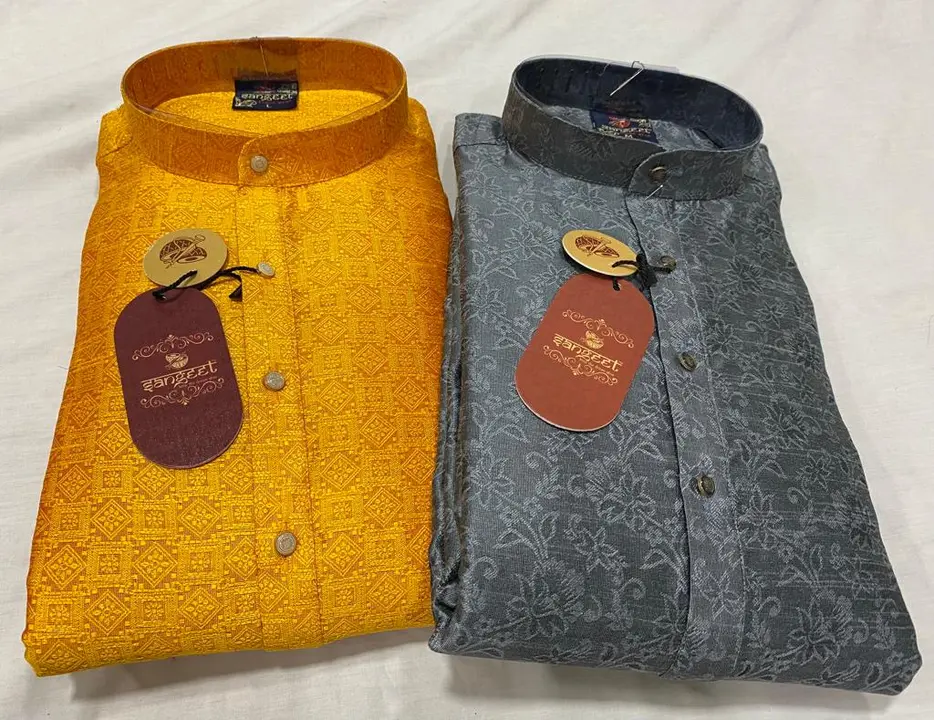 🎶🎶 SANGEET
FANCY KURTA PYAJAMA SET FOR MEN WITH BOX uploaded by Kushal Jeans, Indore on 1/11/2024