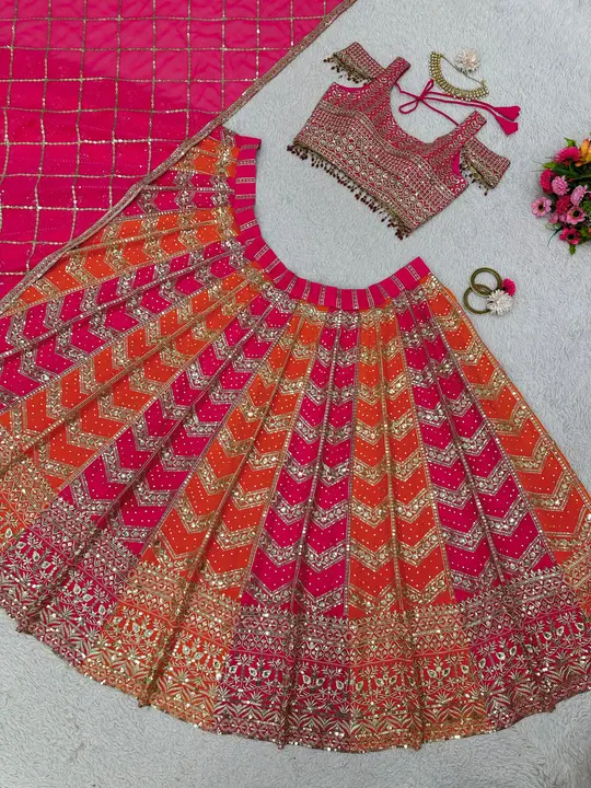 👗Lehengha details*  *Fabric*   :    Fox Georgette *Work*.    :    3+5  mm Sequence with *real Diamo uploaded by Marwadi Businessmen on 1/12/2024