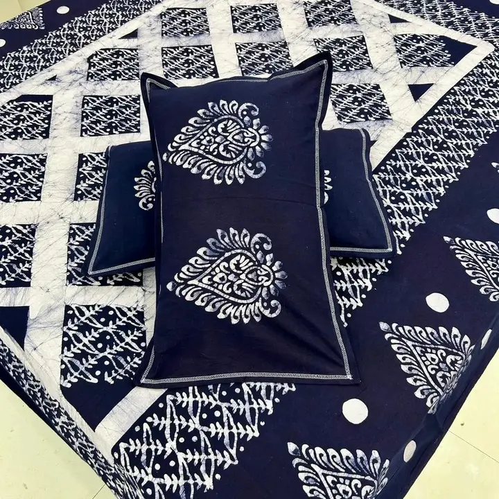 *Wax Batik Hand Block Printed Double Bedsheets With 2 Pillow Covers*

*King Size 90*108 In Inch - 7. uploaded by NOOR BATIK PRINT  on 1/12/2024