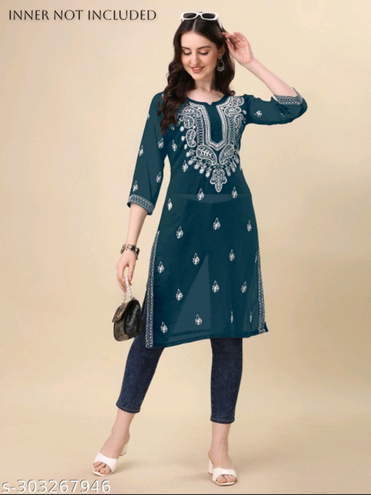 Aakarsha Drishya Kurtis
Name: Aakarsha Drishya Kurtis
Fabric: Georgette
Sleeve Length: Three-Quarter uploaded by Women's clothing Shop  on 1/13/2024