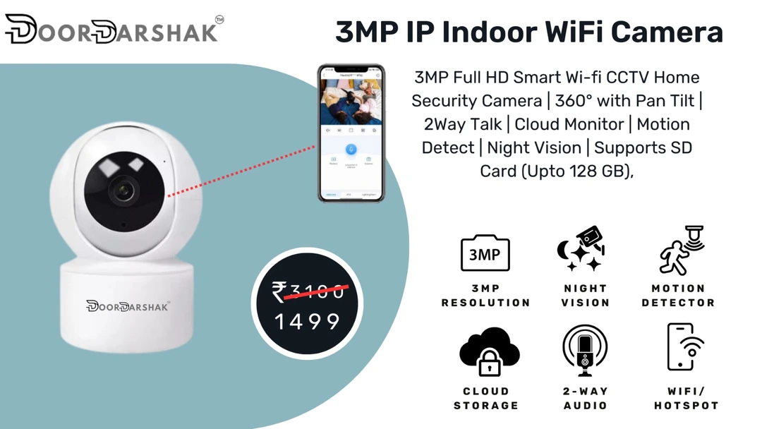 3MP IP Indoor Wi-Fi camera uploaded by business on 1/13/2024