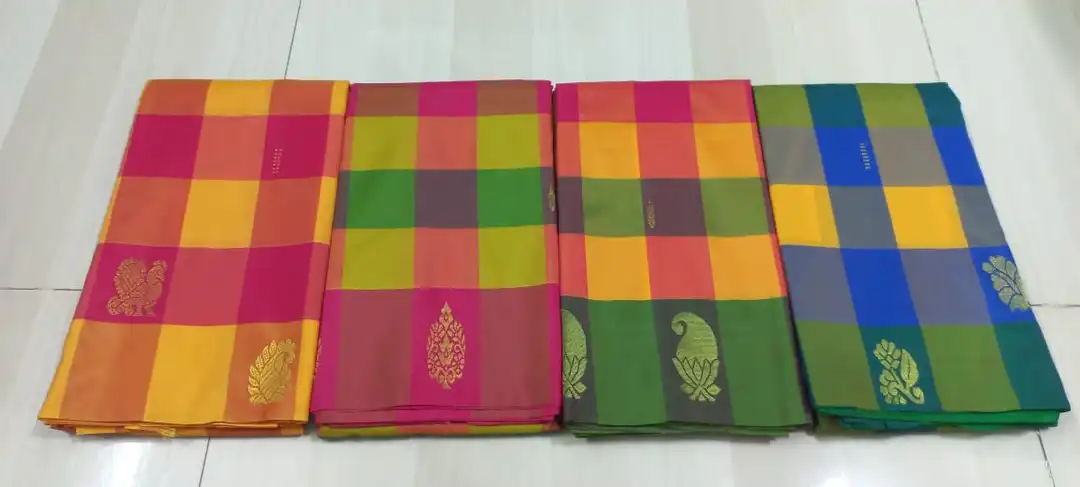 semi multi check sarees  uploaded by Banashankari SILK and sareees  on 1/13/2024
