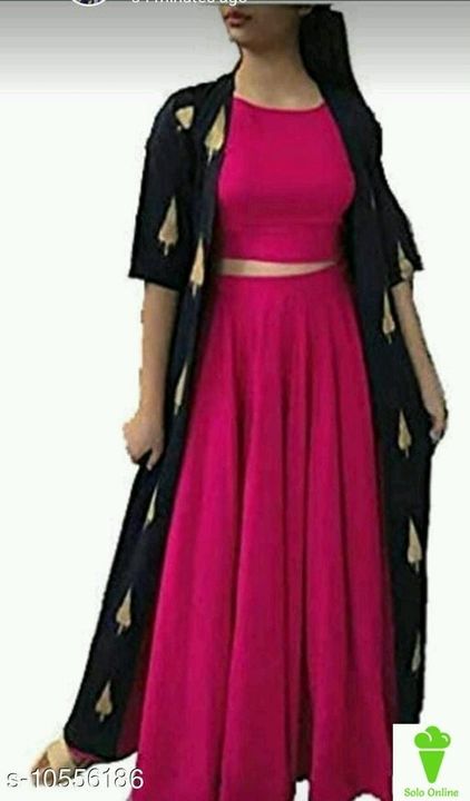 Women rayon embroided crop top Kurti with shrug  uploaded by J . Garments  on 3/24/2021