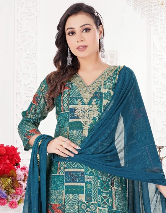 Buy Jaipur Kurti Women Navy Blue & Embroidered Top With Palazzos & Shrug -  Kurta Sets for Women 2147856 | Myntra