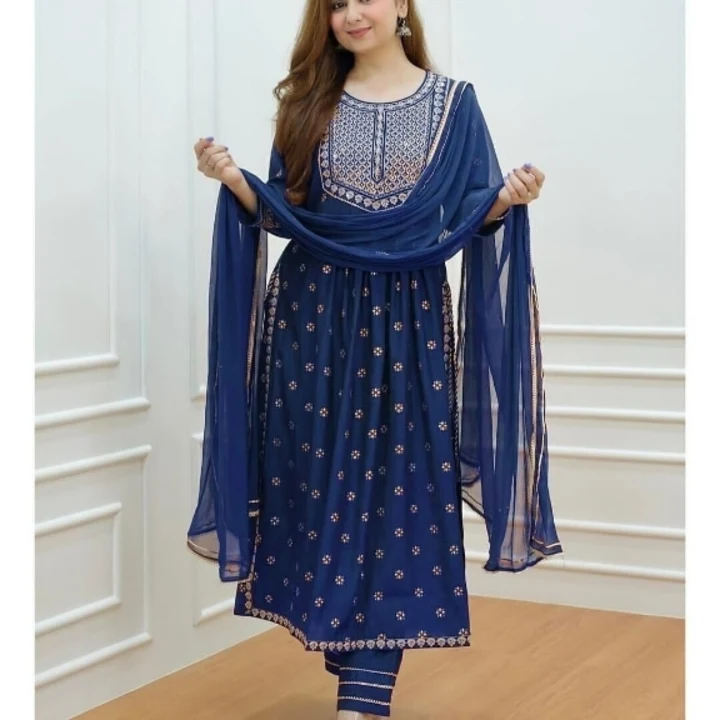 Embroidered kurti with pent and dupatta  uploaded by business on 1/15/2024