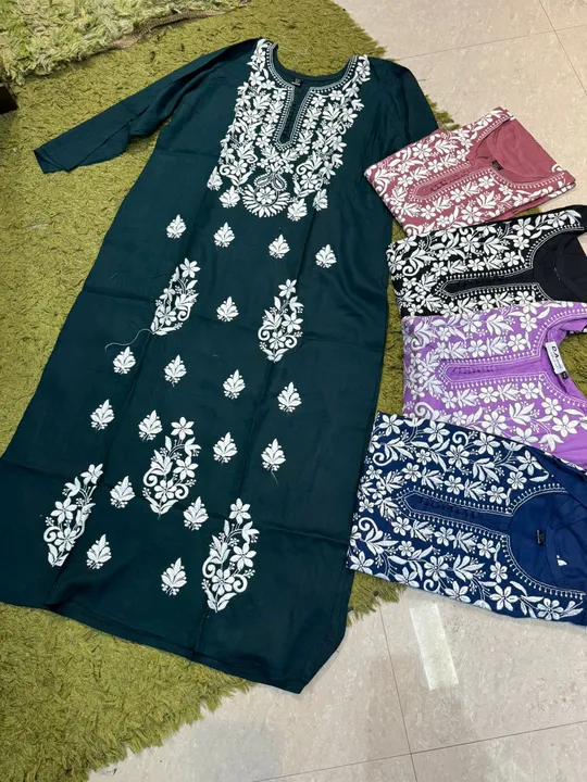 Chikan Work Cotton Kurti... uploaded by business on 1/16/2024