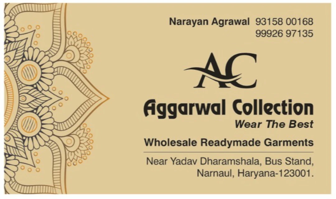 Visiting card store images of Aggarwal Collection