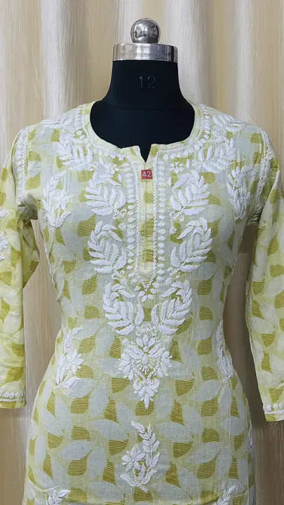 Premium Chikan handwork Mulmul cotton kurti uploaded by Fashionable Chikan Handikraft on 1/16/2024