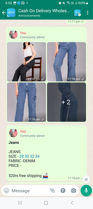 Denim jeans uploaded by business on 1/16/2024