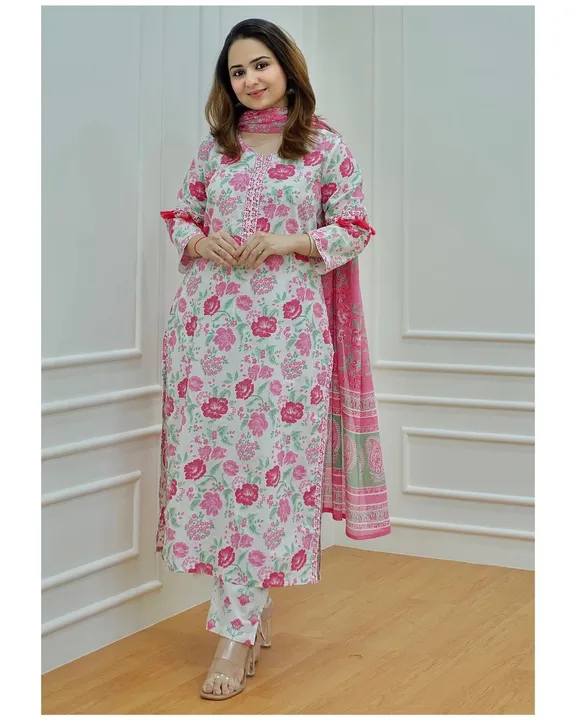 Rayon fabric premium quality kurta pant dupatta set uploaded by business on 1/17/2024