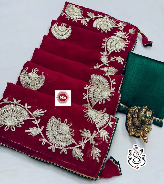 *MS LAUNCHING*  *Simmer SPECIAL HAND GOTTA Simmer*  *heavy Georgette simmer saree with heavy hand go uploaded by Marwadi Businessmen on 1/18/2024