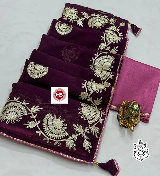 *MS LAUNCHING*  *Simmer SPECIAL HAND GOTTA Simmer*  *heavy Georgette simmer saree with heavy hand go uploaded by Marwadi Businessmen on 1/18/2024