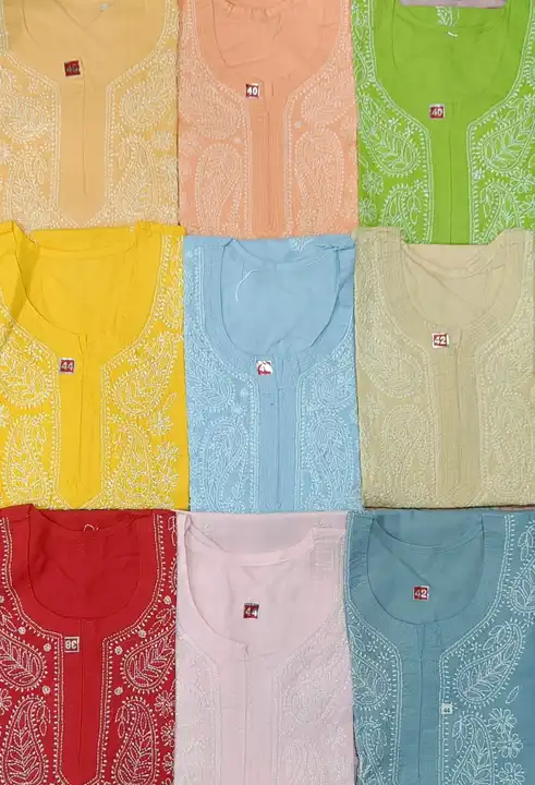 Kurti
Fabric cotton
Length 46
Size 38 to 42
Gala booti daman work. Contact no.  8318704348... uploaded by Msk chikan udyog on 1/18/2024