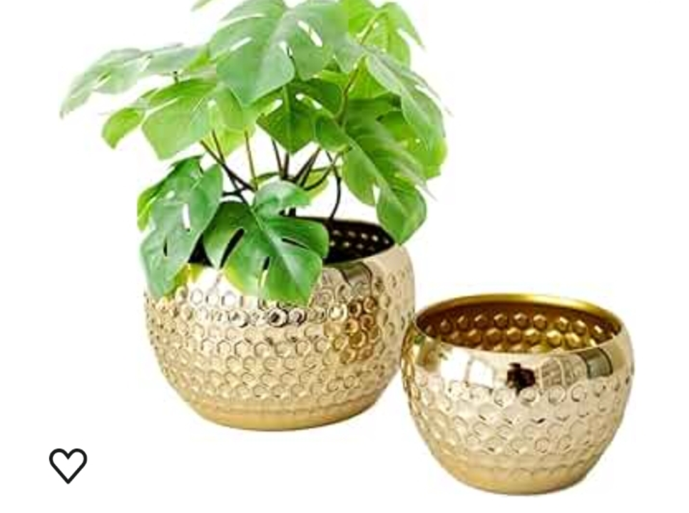  Luxe Gold Hammerred Metal Planters | 7.5 Inch & 6.5 Inch (Height) by 6 inch & 5 Inch (Dia) | Flower uploaded by Neumark impex on 1/18/2024