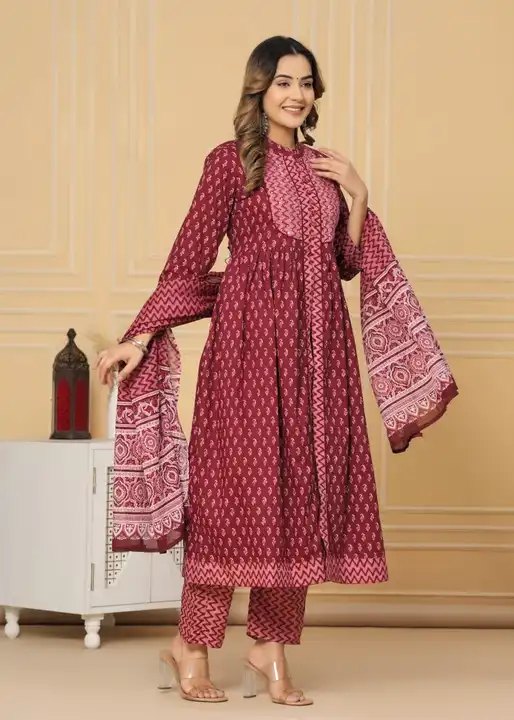 Front Slit Kurta With Pant and Dupatta  uploaded by business on 1/19/2024