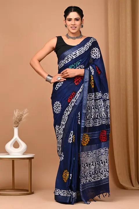 Linen saree  uploaded by business on 1/19/2024