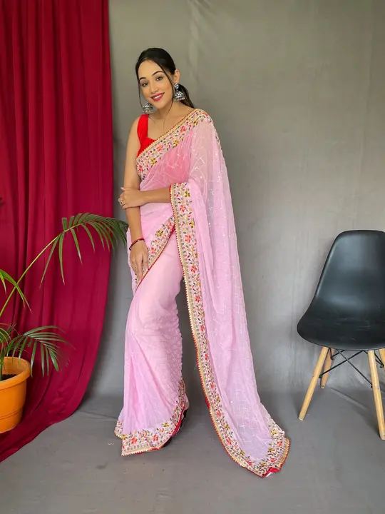 Pure Georgette saree with all over sequence  uploaded by business on 1/19/2024