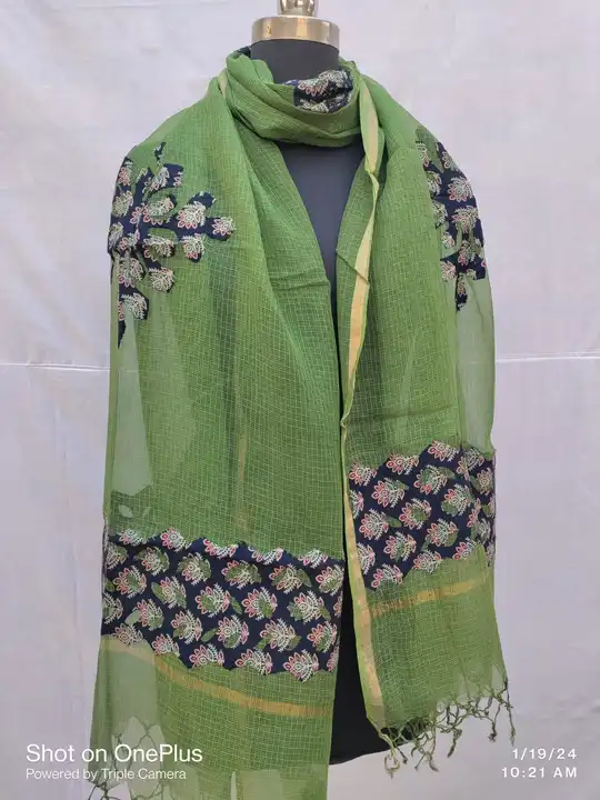 Post image Kota Doria with Ajrakh print Applique work Dupatta Cotton fabric Best Quality

Size: 2.5 meter length
Size: 38" inches width