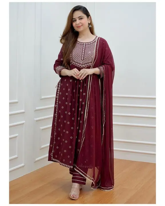 Reyon Nayra cut Kurti & Pent With Dupatta  uploaded by business on 1/20/2024