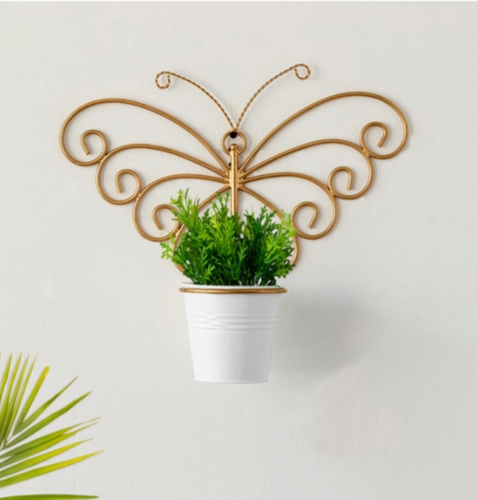  'Titli' Wall Planters for Balcony Living Room (Iron, Brass Finish, 12 Inch) | Wall Hanging Planter  uploaded by Neumark impex on 1/20/2024