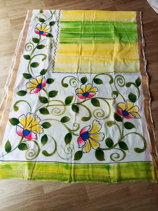 Kerala cotton hand print saree  uploaded by Sujata saree cantre on 1/21/2024