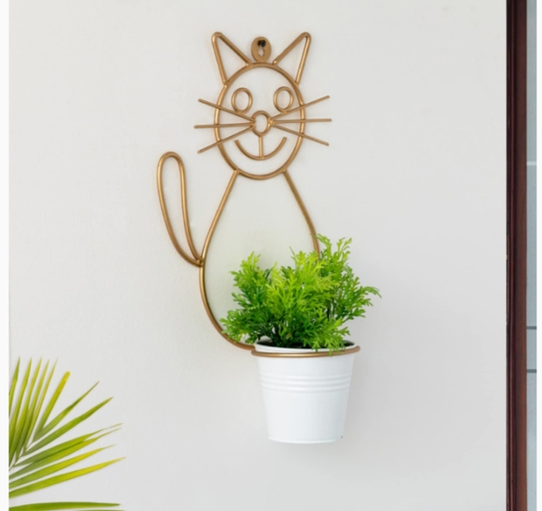 'Cat' Wall Planters for Balcony Living Room (Iron, Brass Finish, 13 Inch) | Wall Hanging Planter Pot uploaded by Neumark impex on 1/21/2024