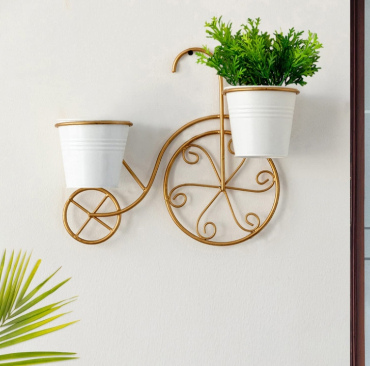 Cycle Wall Planters for Balcony Living Room (Iron, Brass Finish, 13 Inch) | Wall Hanging Planter Pot uploaded by Neumark impex on 1/21/2024