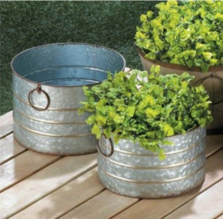 Round planter outdoor indoor 16  inch gold printer set of 2  uploaded by business on 1/22/2024