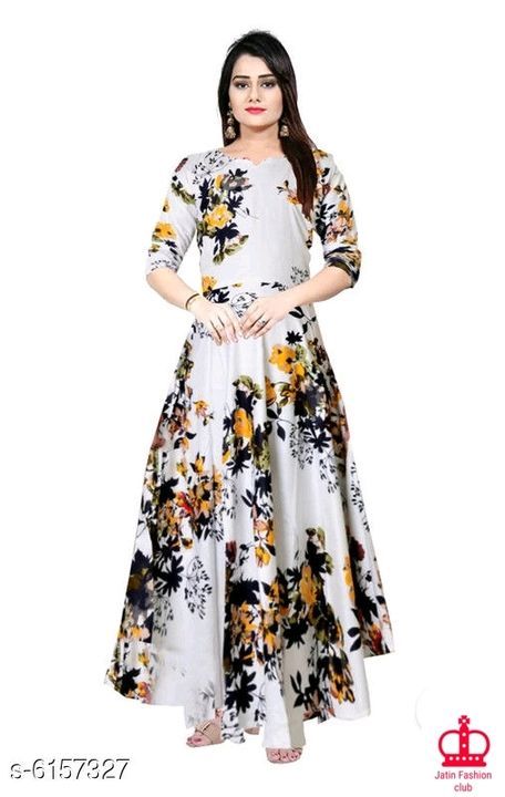 Post image Women's Printed Dresses &amp; Gowns
WhatsApp. 7206529660
COD
Fabric: Rayon
Sleeve Length: Three Quarter Sleeve
Pattern: Printed
Multipack: 1
Sizes: 
XL (Bust Size: 42 in, Length Size: 55 in) 
L (Bust Size: 40 in, Length Size: 55 in) 
XXL (Bust Size: 44 in, Length Size: 55 in) 
M (Bust Size: 38 in, Length Size: 55 in)
