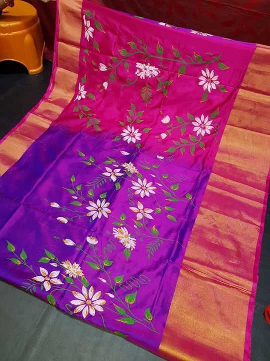 🌹uppada pattu🌹400 kaddy printed sarees 
 🌹Good quality 💐👌👌👌
 Fabric: uppada pattu/pattu 💐💐
 uploaded by business on 3/25/2021