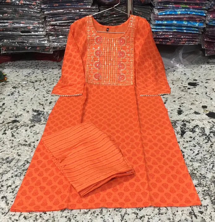 Women's Rayon Embroidery kurti pant set uploaded by Shree Shyam Fashion on 1/24/2024