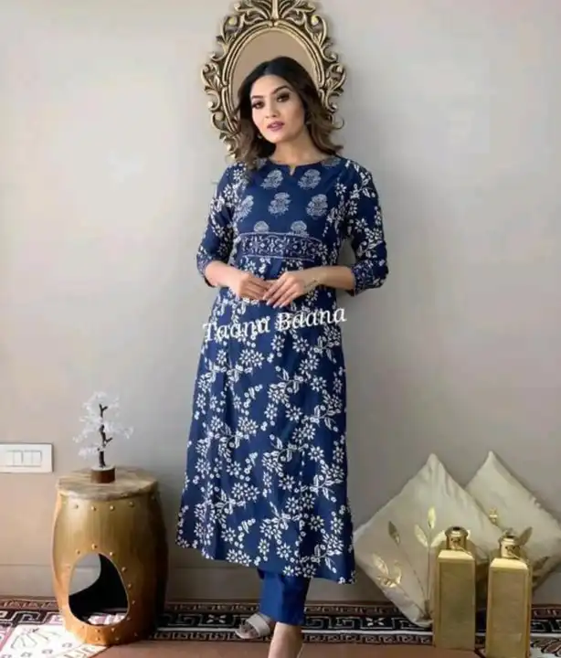 Women's Rayon Long kurti with pant  uploaded by business on 1/24/2024