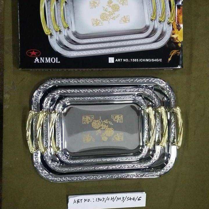 China 3 pc tray set uploaded by Surya metal industries on 3/25/2021