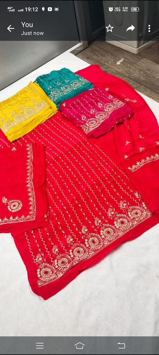 hand embroidery ladies suit dupatta,, fabric, netural Crepe Suit, chinan dupatta  uploaded by AL KHAIR EMBROIDERS on 1/24/2024