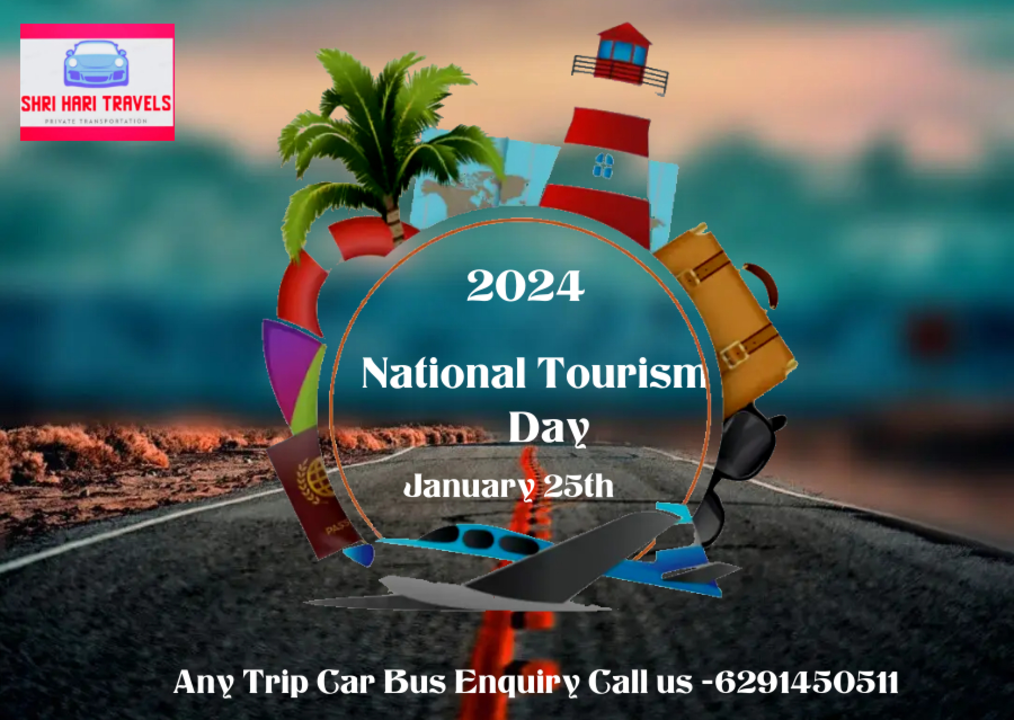 Post image 🌐🧳 Happy National Tourism Day! 🧳🌐
On this special day, we at Shri Hari Tour &amp; Travels would like to celebrate the spirit of wanderlust, the joy of discovery, and the thrill of travel. 
Tourism is not just about visiting new places, it's about experiencing diverse cultures, making unforgettable memories, and broadening our horizons. 
We thank all our customers for their continued support and trust in us as their preferred travel partner. We promise to continue delivering exceptional travel experiences with unwavering commitment and passion.
Here's wishing you many more adventures and unforgettable travel experiences. Keep exploring and keep travelling!
Happy National Tourism Day! 🎉🌍🛫
#NationalTourismDay #ShriHariTourandTravels #Travel #Adventure #Explore