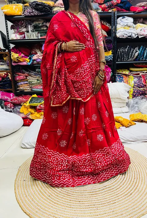 Something new in ths season🌸🌸 Lehnga ::: pure mal cotton lehnga with beautiful batik design in all uploaded by Marwadi Businessmen on 1/25/2024