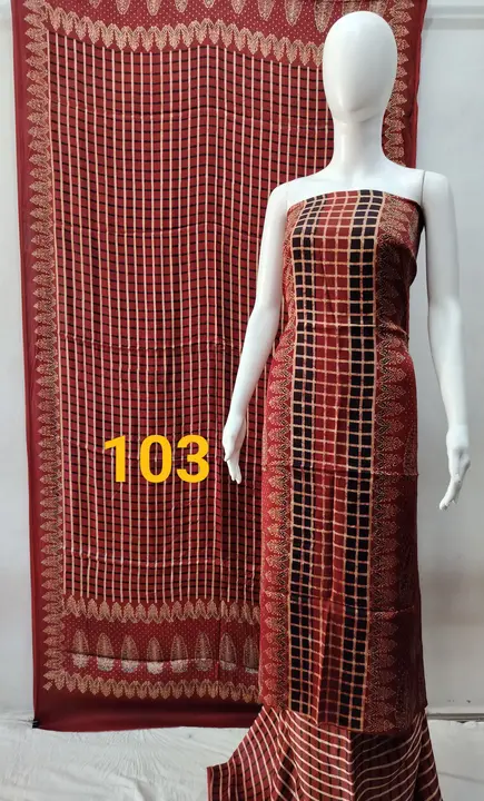 Handblock fancy ajrakh print model silk dress👗 material uploaded by Virasat handloom chanderi on 1/26/2024