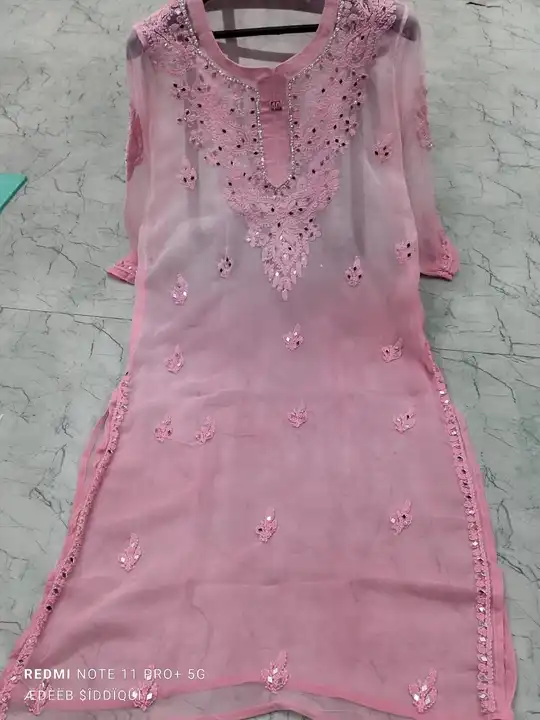 Ombre dual shaded Georgette kurti with mirror  uploaded by Shareef chikan handicraft on 1/26/2024