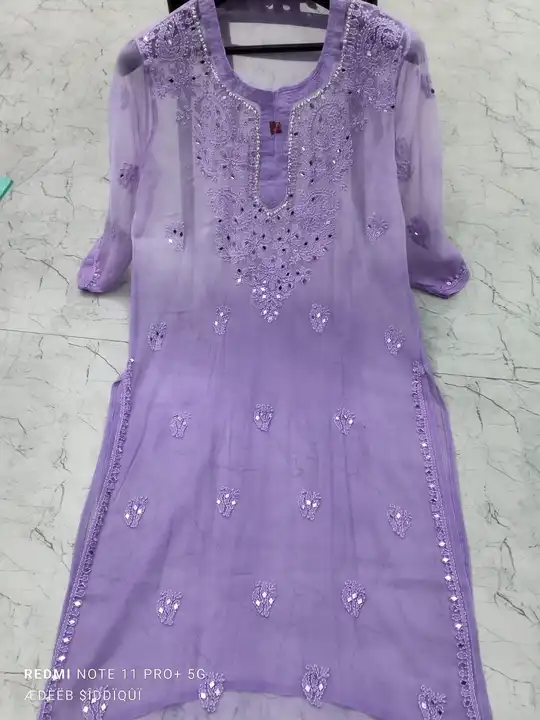 Ombre dual shaded Georgette kurti with mirror  uploaded by business on 1/26/2024