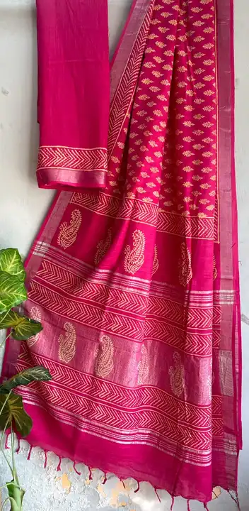 Linen saree  uploaded by Bagru crafts on 1/27/2024