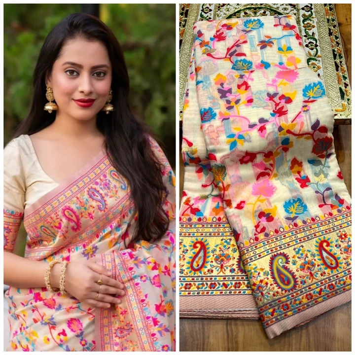 Pashmina jecard Cotton Saree uploaded by business on 1/28/2024